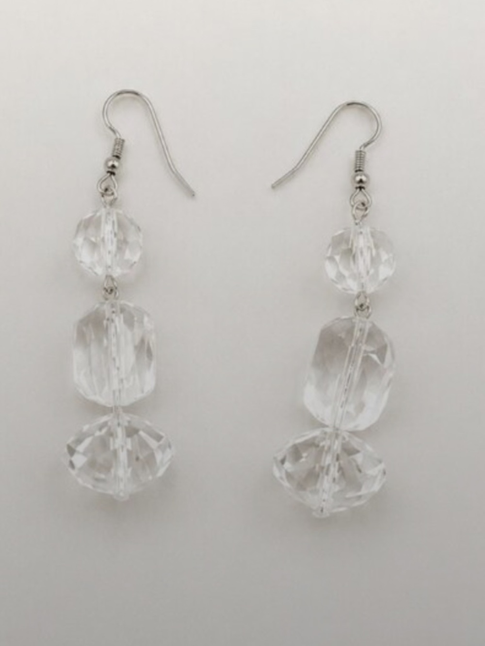NEW Handmade Clear Beaded Fringe Earrings Boho Statement Jewelryv
